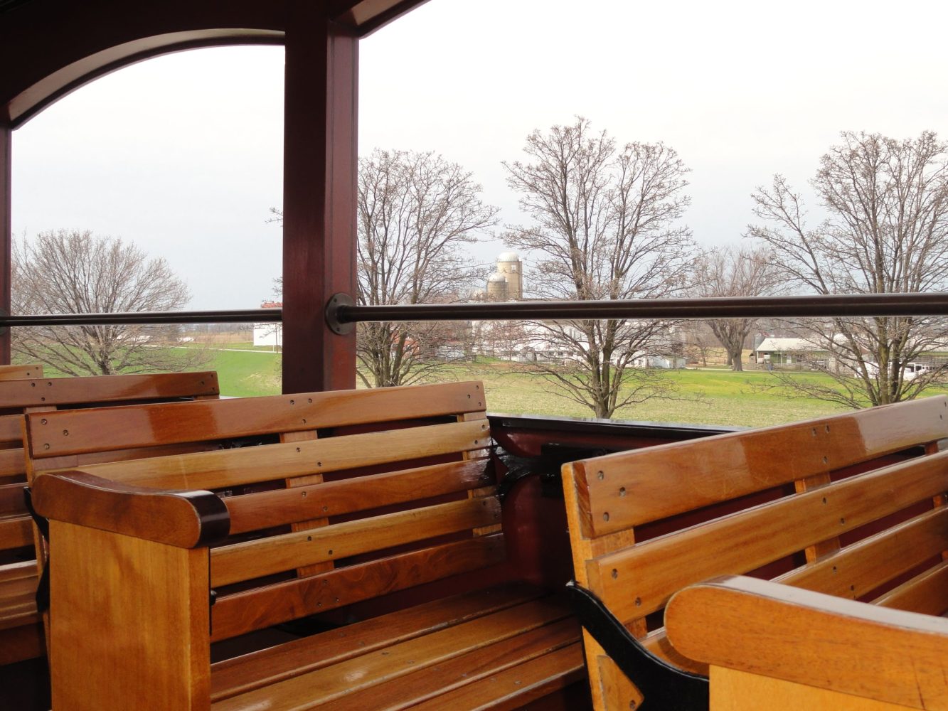Open air car benches.