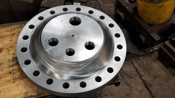 Steam dome lid that was machined by Strasburg Rail Road.