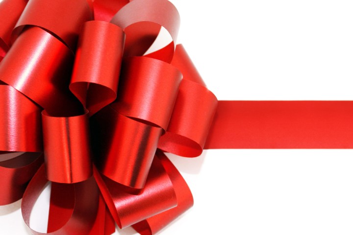 A red ribbon to symbolize a gift.