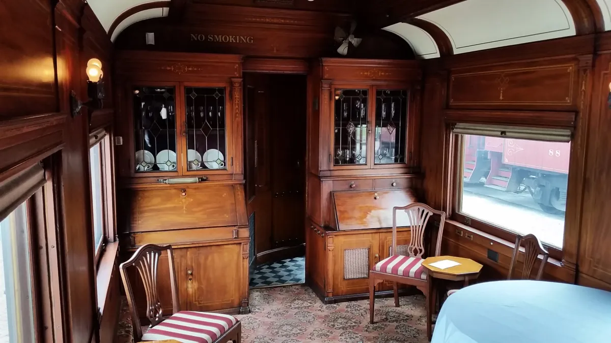 Presidents-Car-PR10-interior-7-21-2015-4b The inside set-up of the President's car at the Strasburg Rail Road.