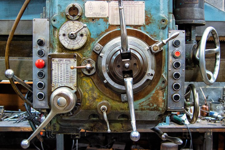 A close up of train parts during a mechanical shop tour.