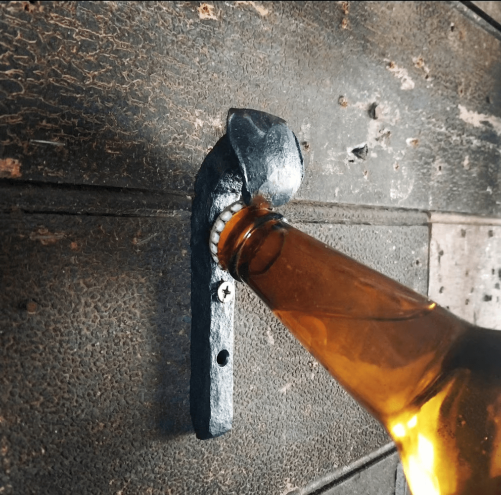railroad spike wall bottle opener